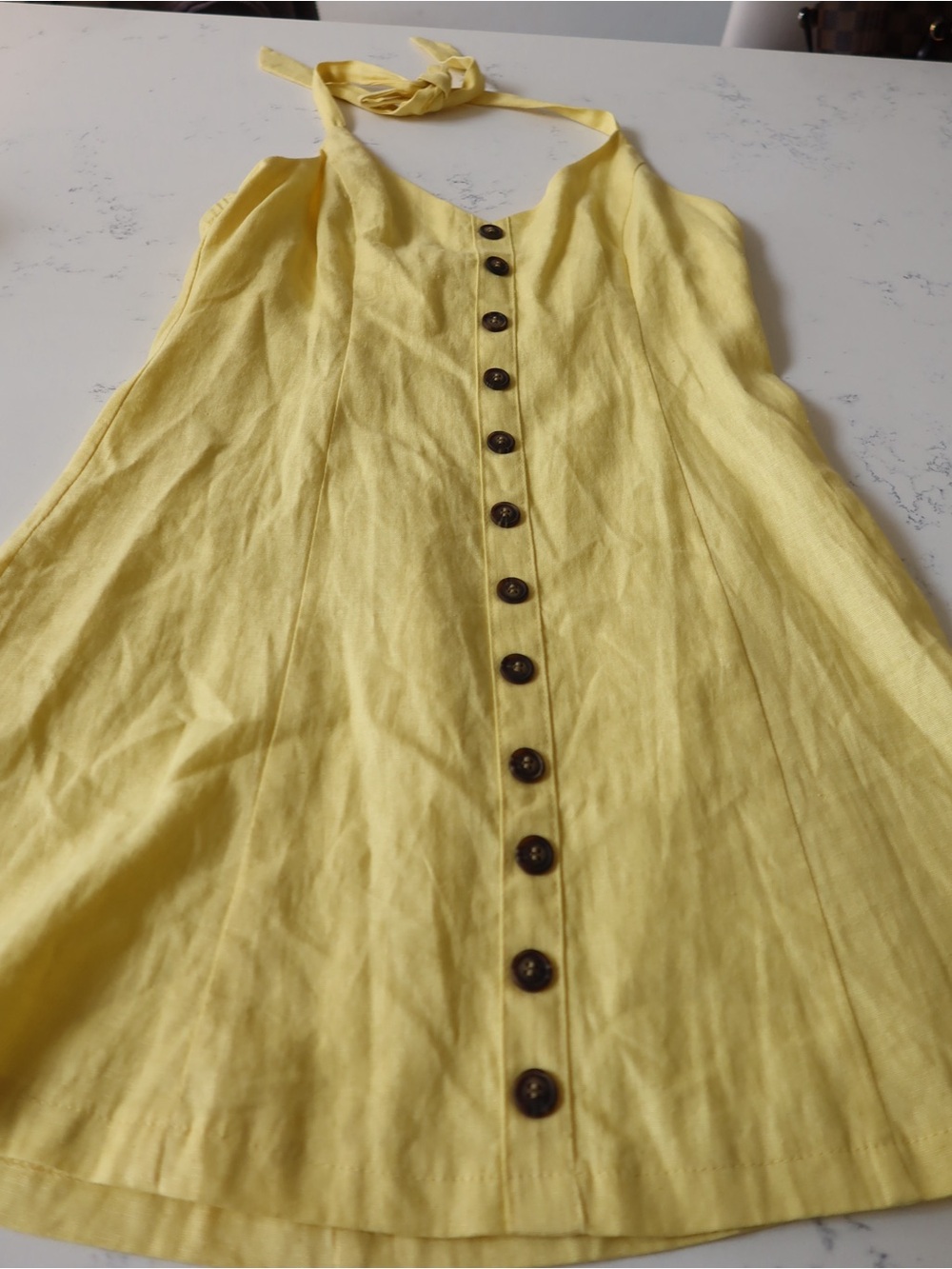 Sunshine Yellow Halter Button-Front Mini Dress